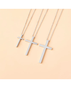 Casual Cross Pendent Stainless Steel Necklace 1 Set