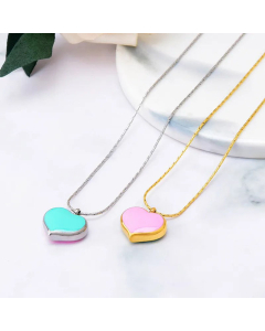 Minimalism Two-Color Love Heart Shape Titanium Steel Plating Pendant Necklace Colorza