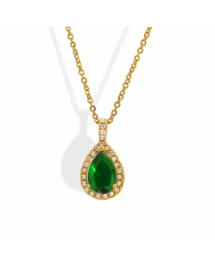 Fashion Water Droplets Stainless Steel Plating Inlay Zircon Pendant Necklace Colorza