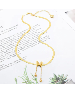 Fashion Butterfly Plating Pendant Titanium Steel Necklace Colorza