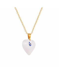 Classic Style Enamel Devil's Eye Heart Shape Titanium Steel Pendant Necklace Colorza