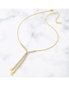 Texture Inlay Zircon Tassel Titanium Steel Pendant Necklace Colorza
