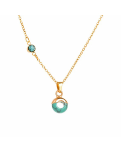 Vintage Style Plating Turquoise Pendant Geometric Stainless Steel Necklace Colorza