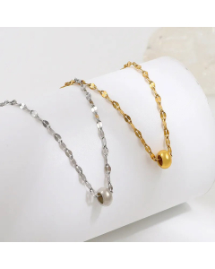 Minimalism Circle Pendent Lip Chain Stainless Steel Plating Necklace
