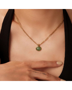 Minimalism Gold Plated Natural Stone Round Stainless Steel Titanium Steel Pendant Necklace