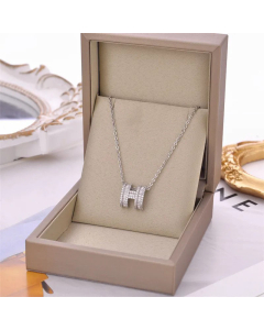 Fashion Plating Inlay Rhinestones Letter Titanium Steel Necklace Colorza