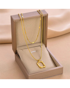 Fashion Hollow Out Square Titanium Steel Plating Layered Necklaces Colorza
