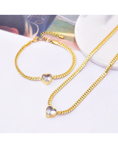 Minimalsim Inlay Zircon Heart Shape Titanium Steel Pendant Necklace Colorza 
