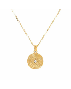 Retro Plating Zircon Round Square Heart Stainless Steel Titanium Steel Necklace