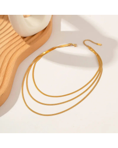Gold Plated Layered Snake Chain Stainless Steel Titanium Steel Necklaces