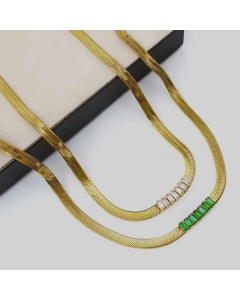 Fashion Inlay Zircon Square Choker Stainless Steel Necklace Colorza