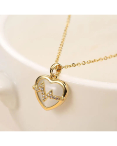 Fashion Heart Shape Inlay Rhinestones Pendant Titanium Steel Plating Necklace Colorza 