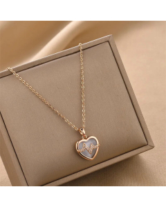 Fashion Heart Shape Inlay Rhinestones Pendant Titanium Steel Plating Necklace Colorza 