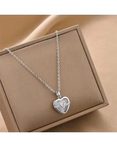Fashion Heart Shape Inlay Rhinestones Pendant Titanium Steel Plating Necklace Colorza 