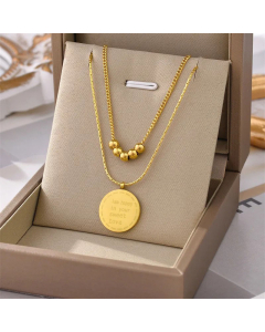 Simple Style Beaded Plating Layered Round Letter Titanium Steel Necklaces Colorza