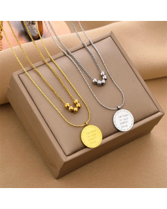 Simple Style Beaded Plating Layered Round Letter Titanium Steel Necklaces Colorza