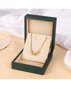 Retro Solid Color Five Gold Lucky Beads Titanium Steel Necklace Colorza