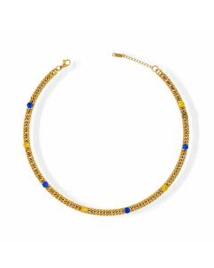 Fashion Plating Inlay Zircon Choker Titanium Steel Necklace Colorza 