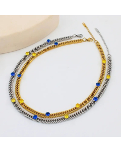 Fashion Plating Inlay Zircon Choker Titanium Steel Necklace Colorza 
