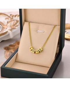 Casual Daily  Letter Love Square Titanium Steel Necklace Colorza