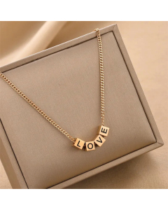 Casual Daily  Letter Love Square Titanium Steel Necklace Colorza