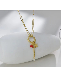 Retro Geometric Pendent Paperclip Chain Stainless Steel Plating Necklace