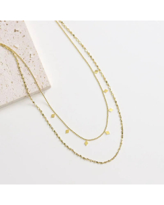 Plain Rhombus Diamond-Shaped Sequins Titanium Steel Layered Necklaces Colorza
