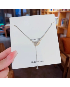 Fashion Geometric Bear Butterfly Titanium Steel Inlay Artificial Pearls Zircon Pendant Necklace Colorza