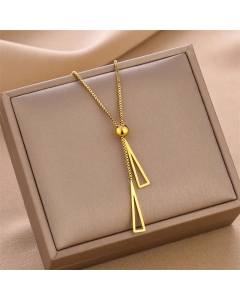 Minimalism Triangle Tassel Titanium Steel Plating Pendant Necklace Colorza
