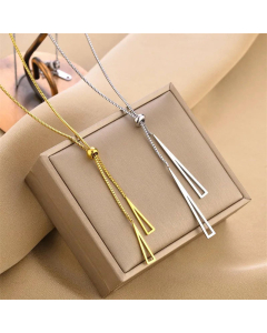 Minimalism Triangle Tassel Titanium Steel Plating Pendant Necklace Colorza