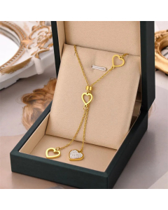 Fashion Heart Shape Inlay Rhinestones Titanium Steel Pendant Necklace Colorza