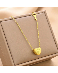 Fashion Letter Heart Shape Pendent Titanium Steel Plating Key Necklace Colorza