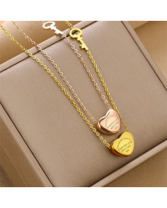 Fashion Letter Heart Shape Pendent Titanium Steel Plating Key Necklace Colorza