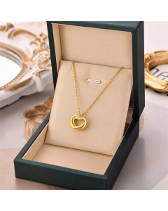 Fashion Zircon Inlaid Heart Shape Pendant Titanium Steel Necklace Colorza 