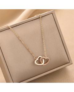 Fashion Zircon Inlaid Heart Shape Pendant Titanium Steel Necklace Colorza 
