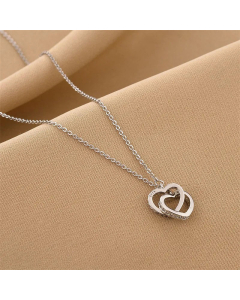 Fashion Zircon Inlaid Heart Shape Pendant Titanium Steel Necklace Colorza 
