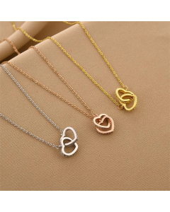 Fashion Zircon Inlaid Heart Shape Pendant Titanium Steel Necklace Colorza 