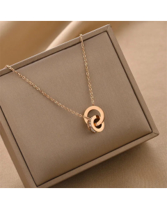 Classic Inlay Rhinestones Round Titanium Steel Plating Necklace Colorza