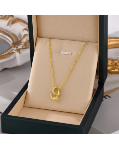 Fashion Ring Heart Shape Inlay Rhinestones Titanium Steel Plating Necklace Colorza