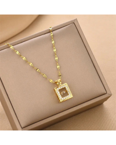 Novelty Perfume Bottle Inlay Rhinestones Titanium Steel Plating Pendant Necklace Colorza