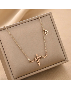 Minimalism ECG Heart Shape Pendent Titanium Steel Necklace Colorza