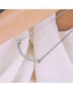 Minimalism Full Diamond Smiley Face Titanium Steel Plating Necklace Colorza