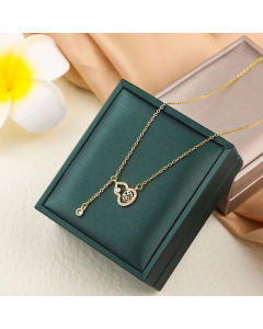 Fashion Gourd Inlay Rhinestones Pendant Titanium Steel Plating Necklace Colorza