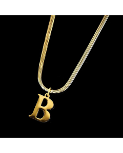 Minimalism Letter Pendent Plating Snake Chain Titanium Steel Necklace Colorza-B