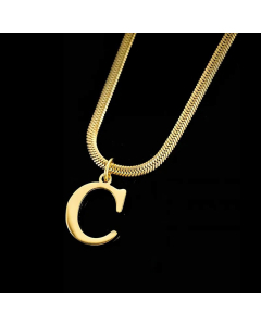 Minimalism Letter Pendent Plating Snake Chain Titanium Steel Necklace Colorza-C