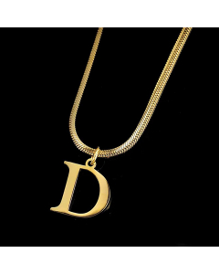 Minimalism Letter Pendent Plating Snake Chain Titanium Steel Necklace Colorza-D