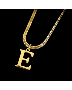 Minimalism Letter Pendent Plating Snake Chain Titanium Steel Necklace Colorza-E