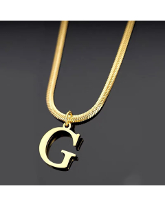 Minimalism Letter Pendent Plating Snake Chain Titanium Steel Necklace Colorza-G
