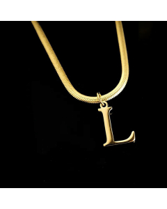 Minimalism Letter Pendent Plating Snake Chain Titanium Steel Necklace Colorza-L