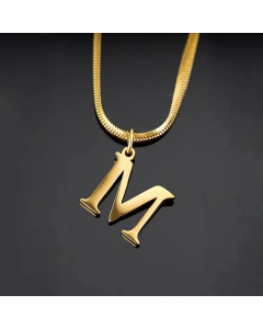 Minimalism Letter Pendent Plating Snake Chain Titanium Steel Necklace Colorza-M